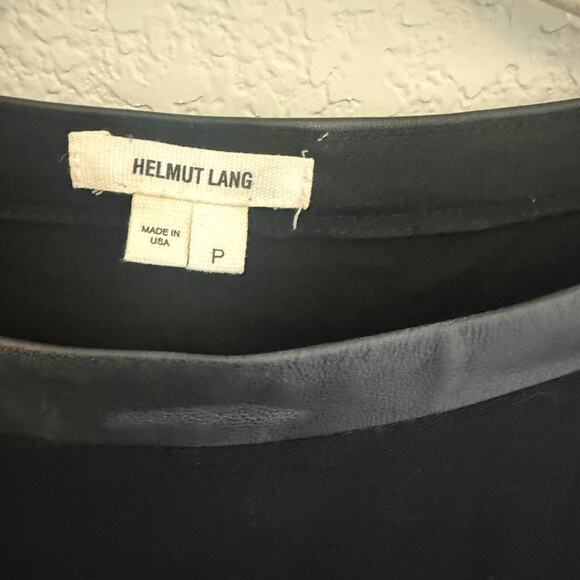 Helmut Lang Top Women’s Knit Black Slub Dolman Lamb Leather Trim Size P - Picture 7 of 10